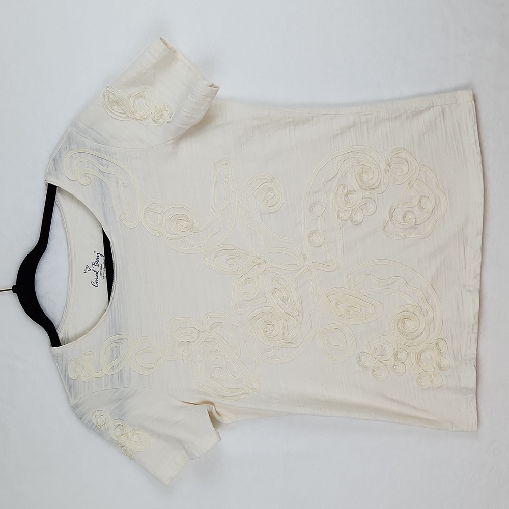 Coral Bay Women's Short Sleeve Top Ivory Size Medium cz108 - Picture 1 of 11